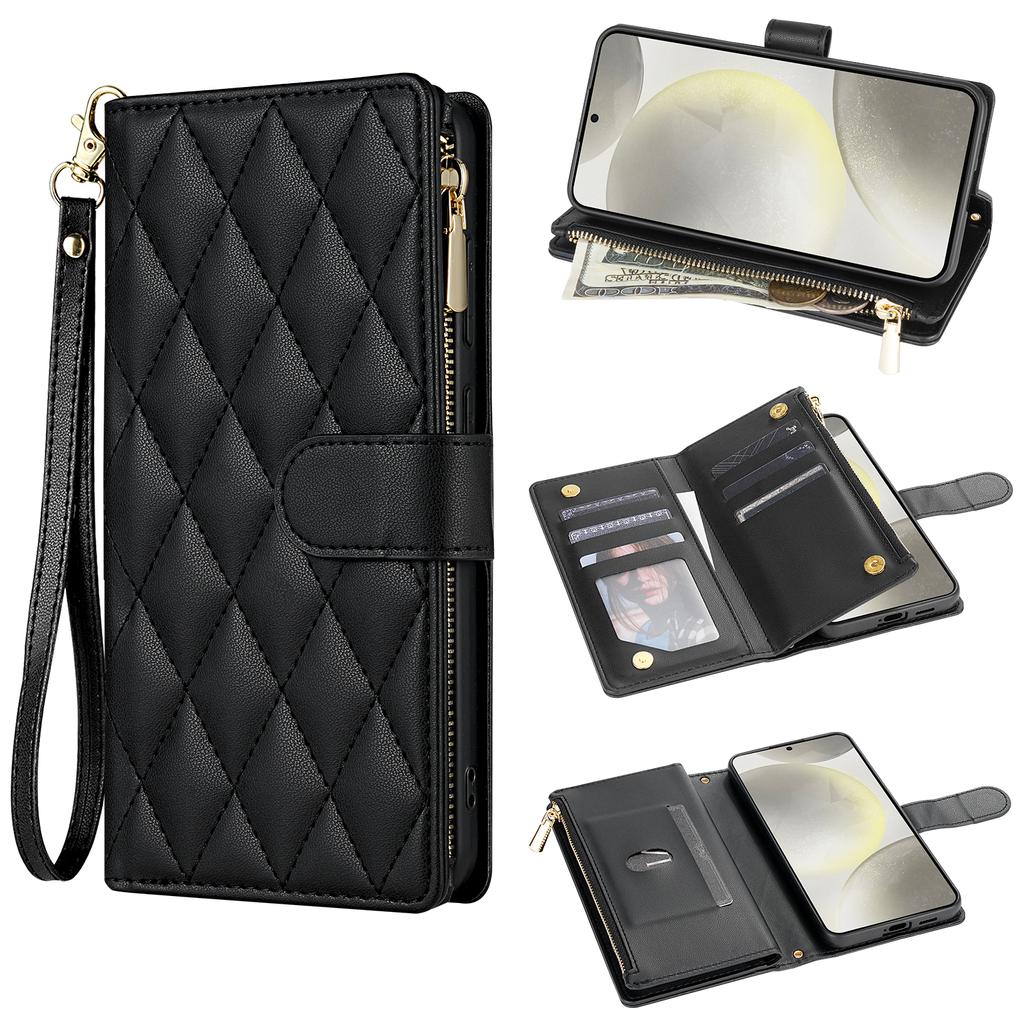 Custodia a Portafoglio Lusso a Tracolla in Pelle a Libro con Slot per Carte Magnetiche per Samsung S26 Ultra S25 Plus S24 S23 A36 A56 Tasca con Cinturino