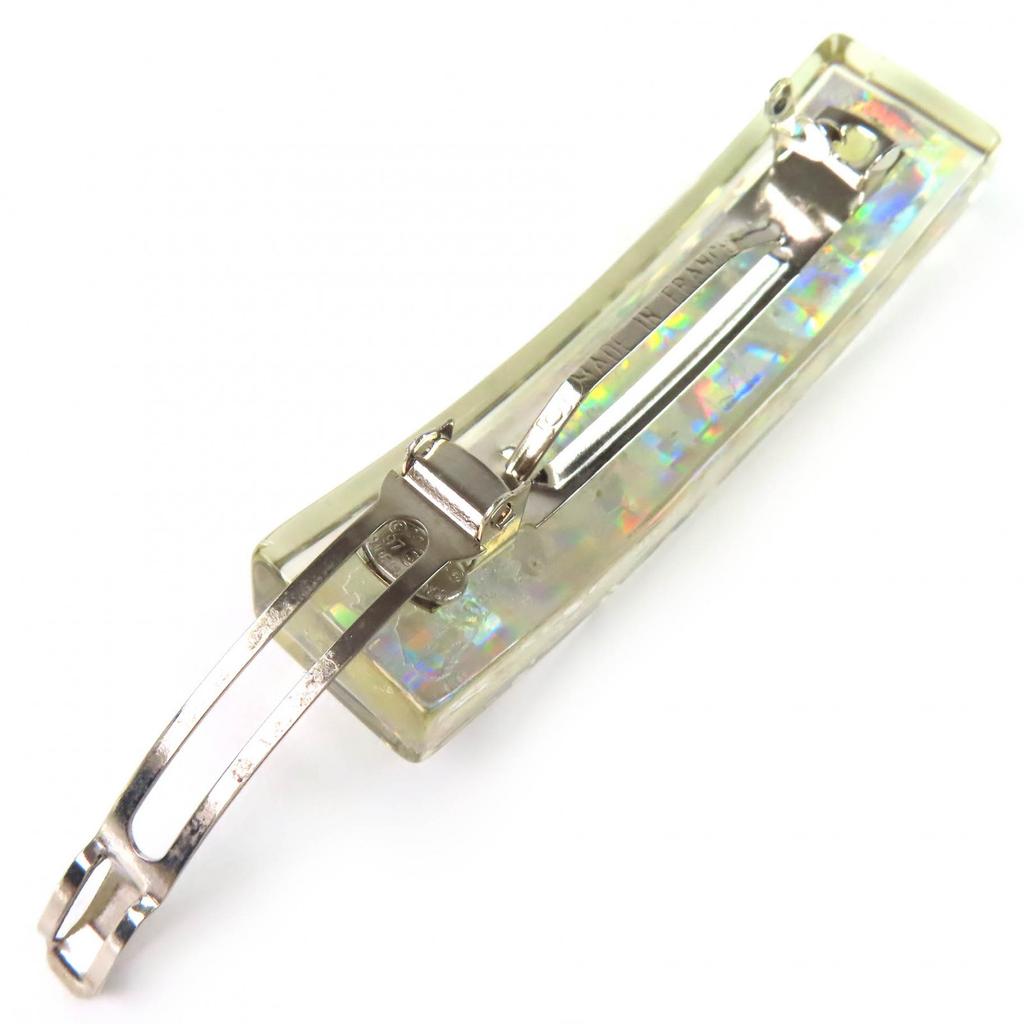 Great CHANEL Hologram Prism Logo Barrette Hair Clip Hair Accessory clear 97P Used
