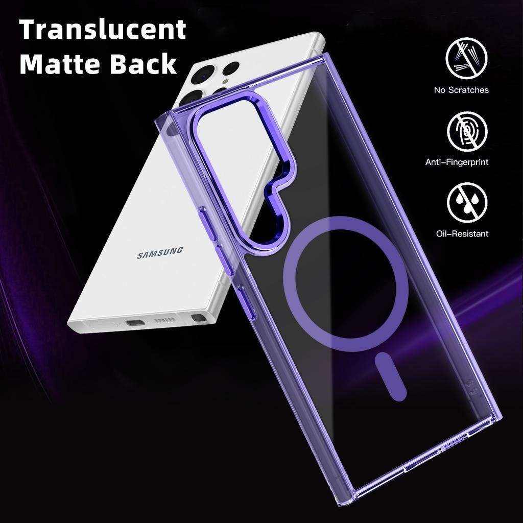 The Samsung S25Ultra Ice Color Transparent Magnetic Charging Phone Case Is Compatible with The S24FE Shockproof A16 Foreign Trade Protective Case