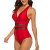 Sexy Swimwear Women One Piece Swimsuits Solid Mesh Bathing Suits Cross Back Beach Wear