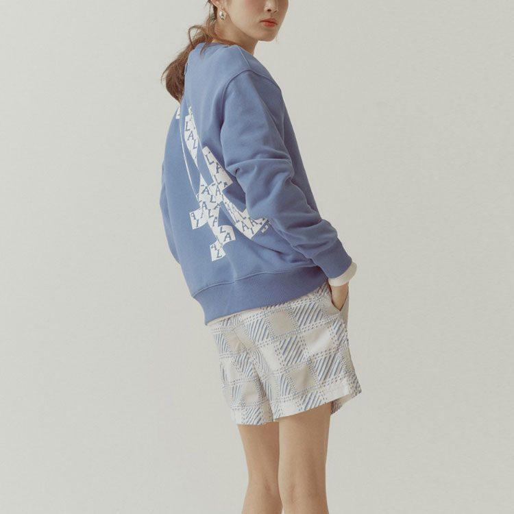 MLB Old Flower Sweatshirts Unisex Blue Crew Neck Moderate Regular 31MTM2111-07U