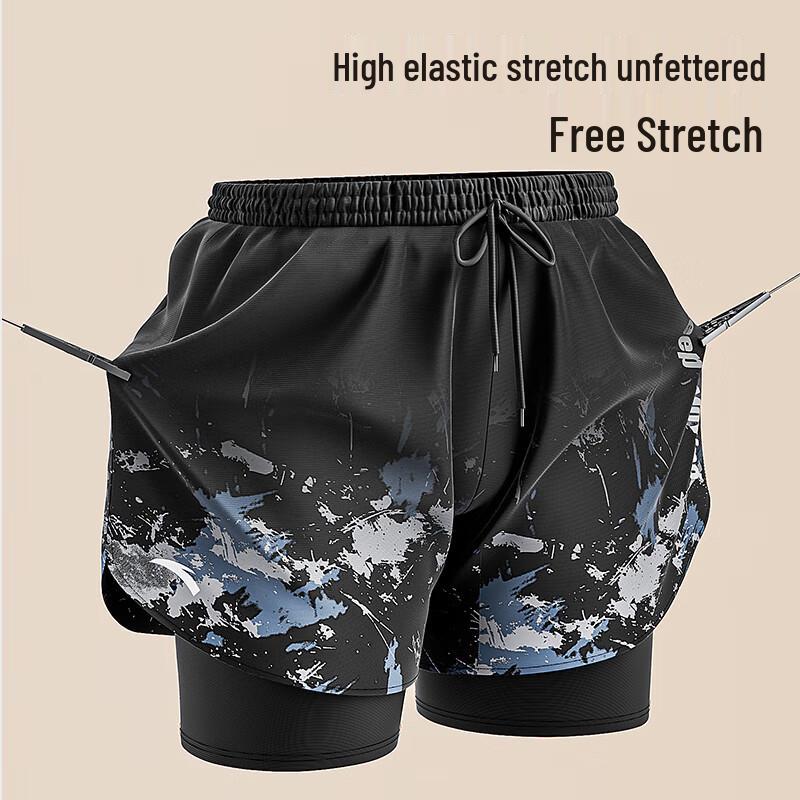 Anta Men's 2025 Double-Layer Quick-Dry Swim Trunks