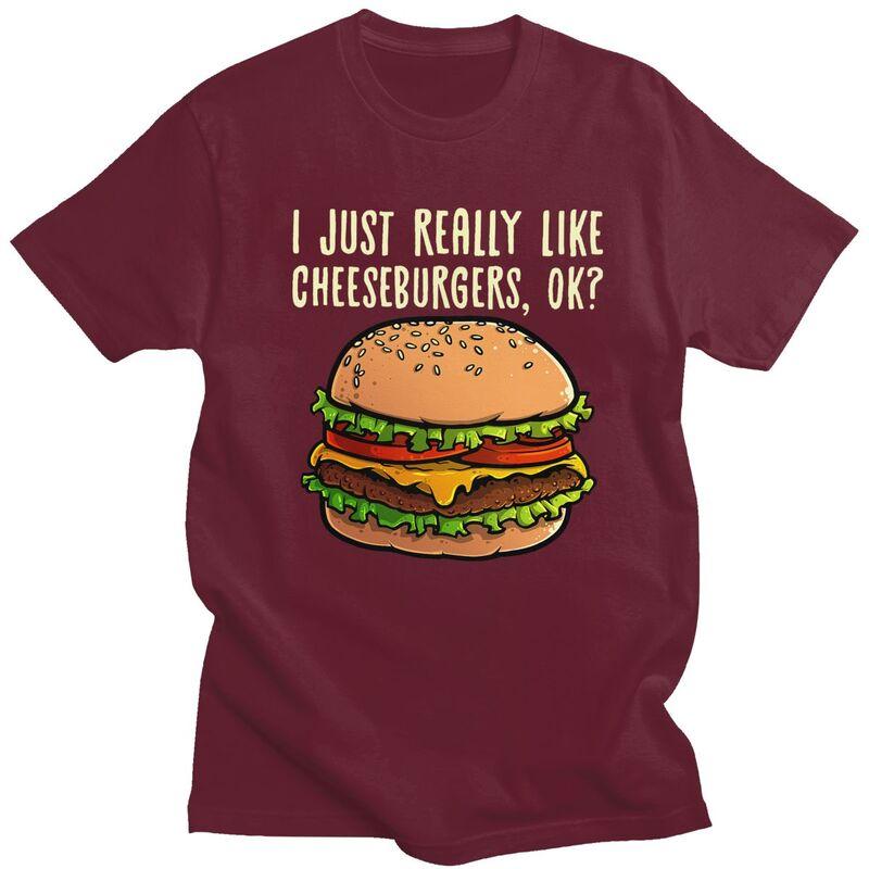 Fashion Funny Cheeseburger Hamburger Design T Shirts Unisex Burger Lover Tshirt Streetwear Casual Tee Loose Oversized Clothes