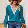 Hollow Uzun Kollu V Yaka Dantel Gömlek Kadın Gevşek Vintage Beyaz Bluzlar Kadınlar Zarif Moda Bayan Casual Blusas Mujer Tops 29541
