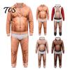 Creative Costumes for Drag Events Funny Dad Bod Jumpsuit, Ugly Christmas One-Piece 3D Printed Hoodie Comfortable Loungewear Parties Romper Men,