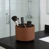 Rotating Pencil Holder Round Pen Organizer Slots Multifunctional Desk with 4 Faux Leather Accessories Organizer