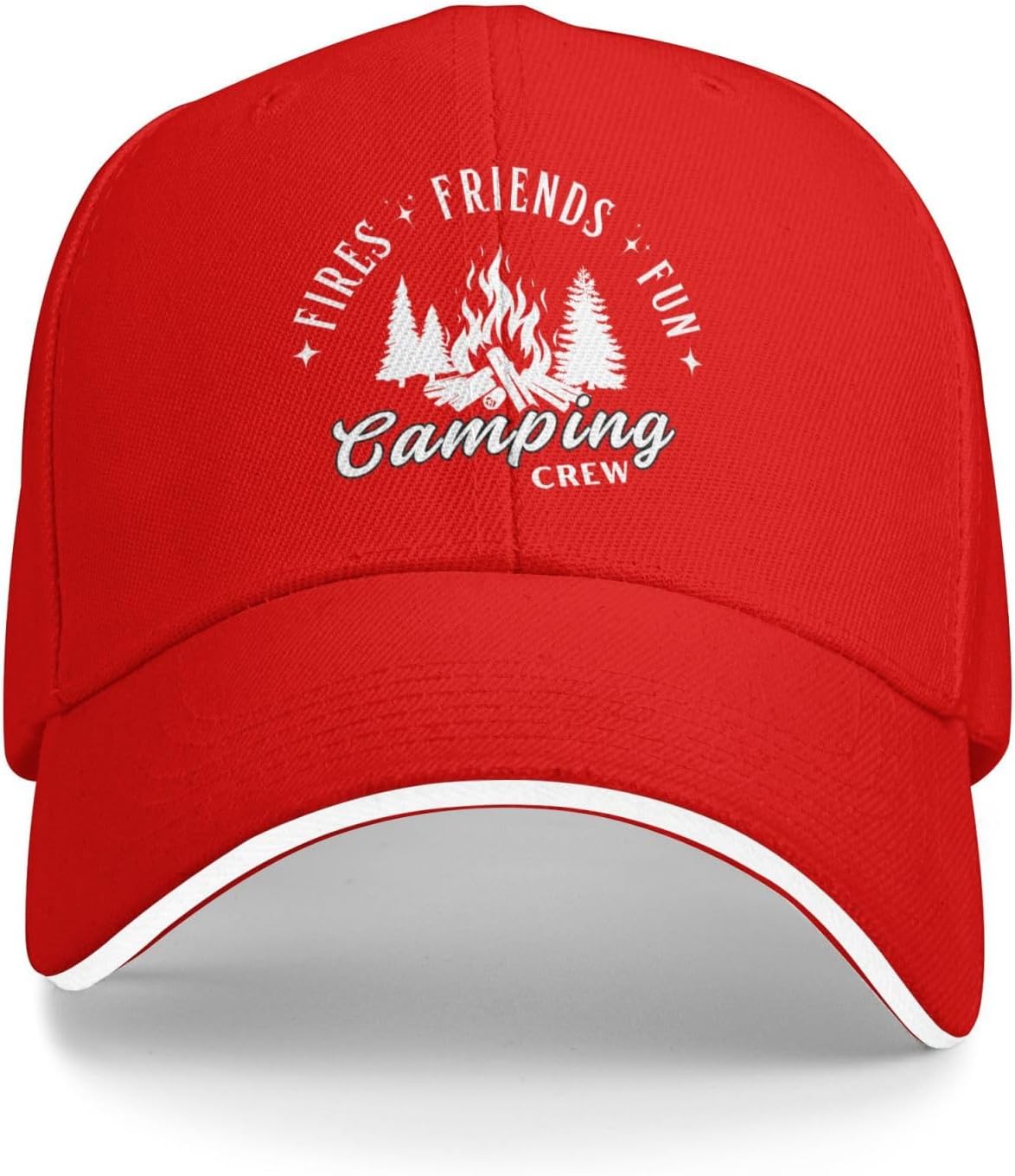 Fires Friends Fun Camping Crew Baseball Cap Polyester Adjustable Outdoor Four Seasons Unisex Adult One Size