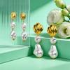 Irregular Shell Faux Pearl Earrings for Women Stainless Steel Textured Oval Imitation Pearl Earrings Charm Jewelry Gift