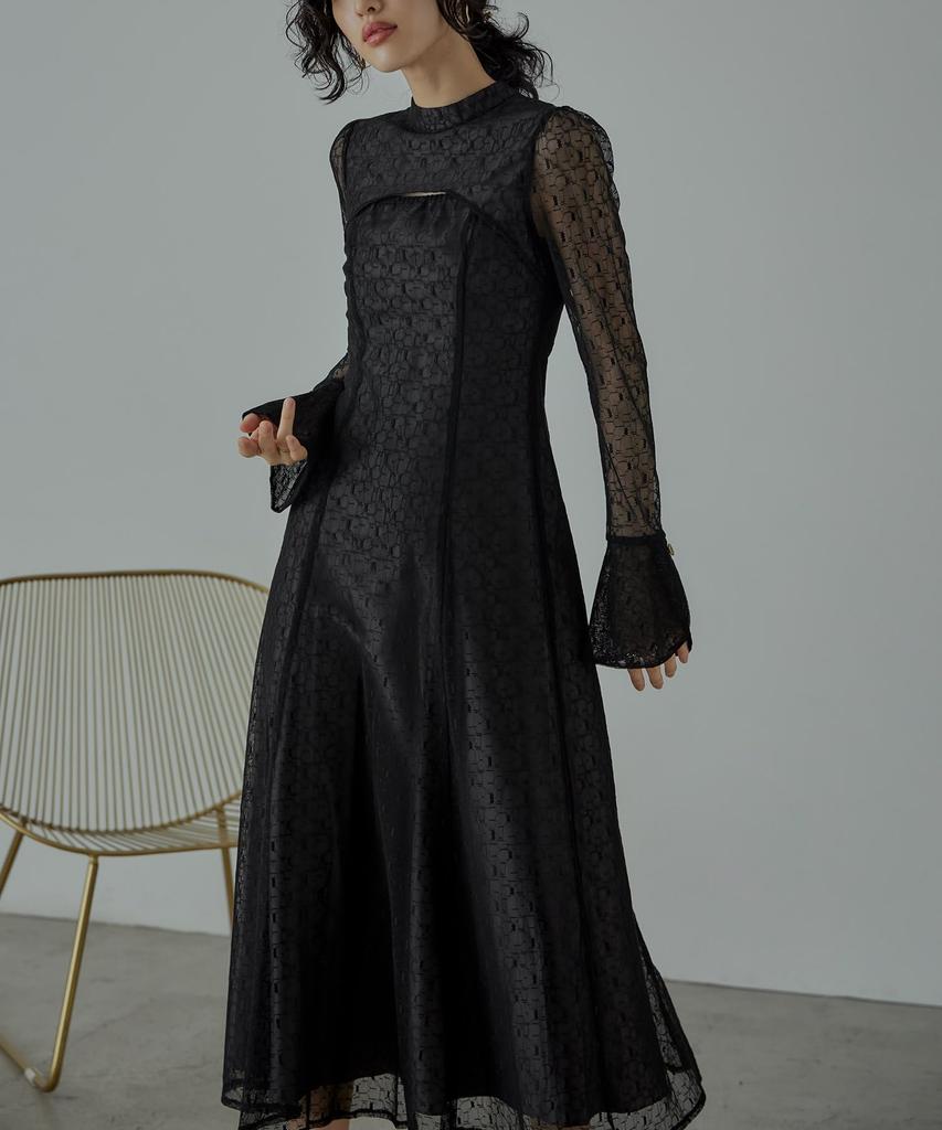 Niana Geometric Party Wedding Black Size S Back-Open Dress, Dress, Dress, Lace,