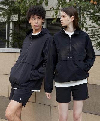 Lazybee [Set] Camp Windbreaker Anorak Jacket + Sports Shorts M Black