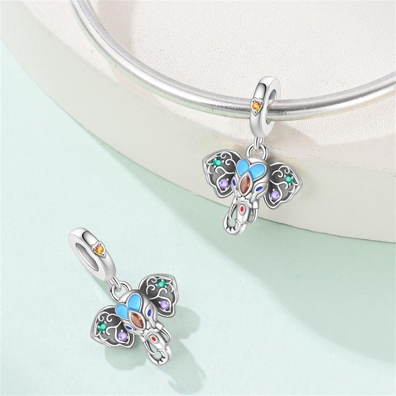 Original Copper Charms Beads Black Cat Colorful Elephant Pendant For Bracelet Women Diy Jewelry Gift Making