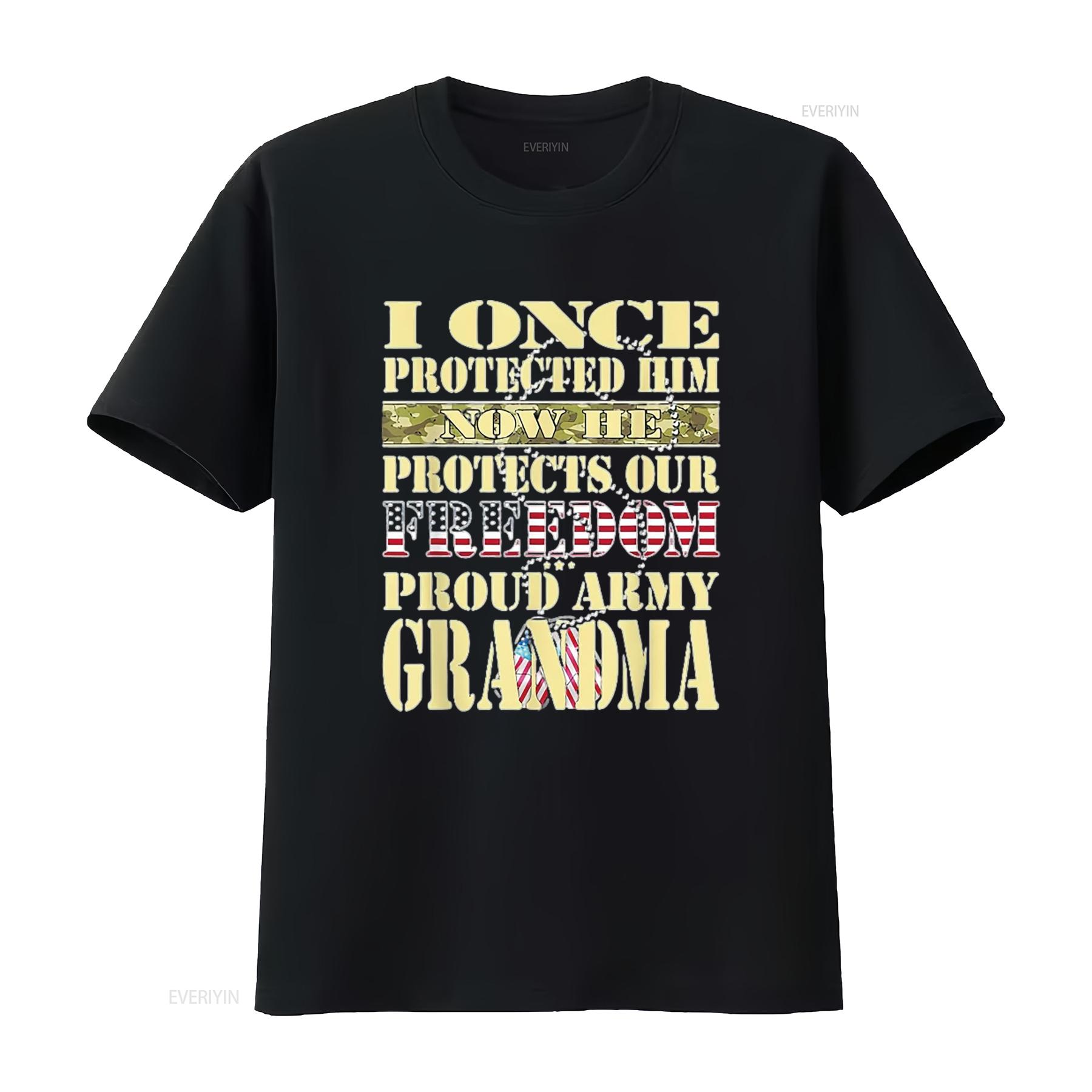 

Mens My Grandson Is A Soldier Proud Army Grandma Military s T Shirt Black 2X Large vintage Washed designer clothes Stretched 4XL