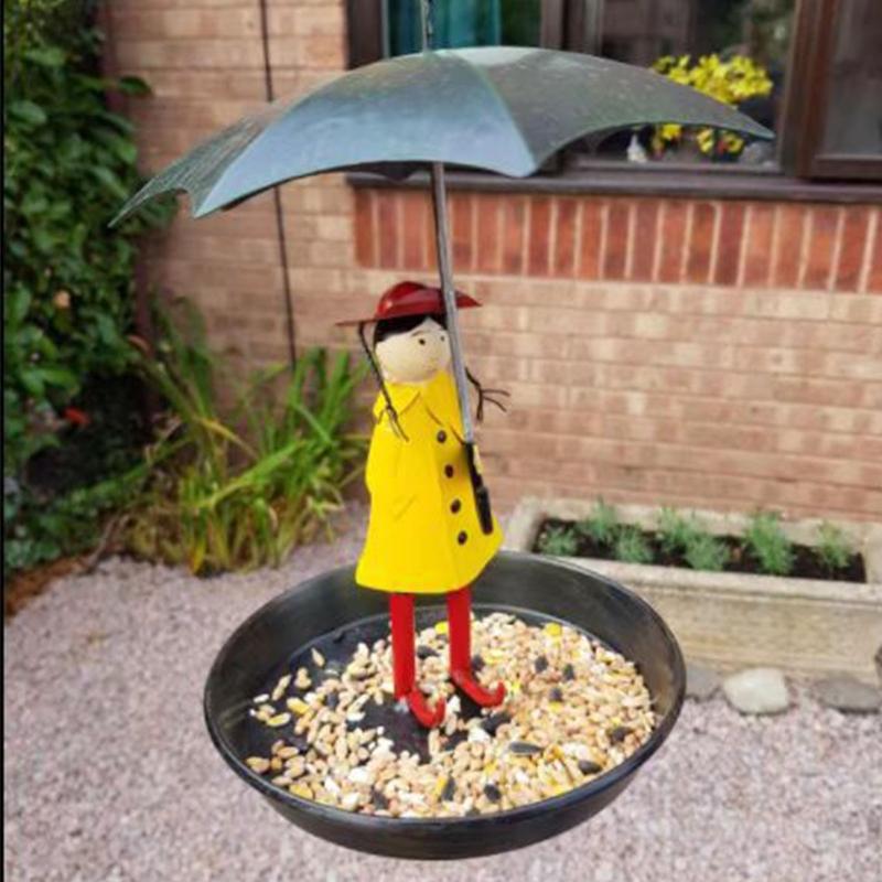 Creative Metal Bird Feeder Anti Rust Durable Hanging Birdfeeder for Wild Birds Backyard Garden Cute Cartoon Bird Fee
