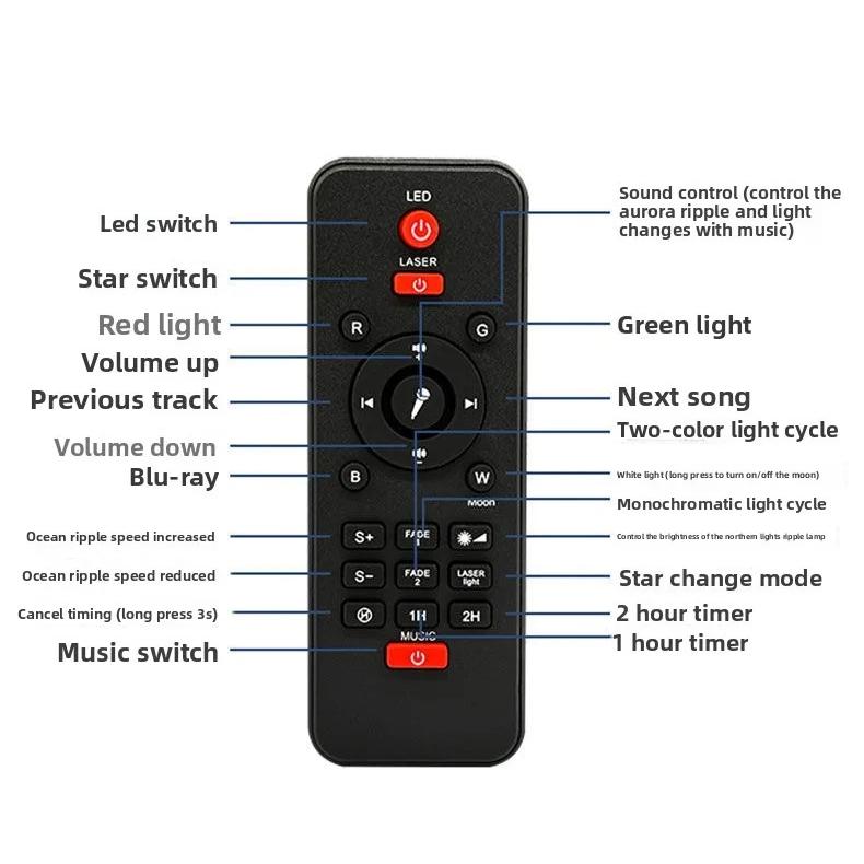 Star Northern Projector Light with Bluetooth Speaker, Remote Control, Galaxy Atmosphere Lamp