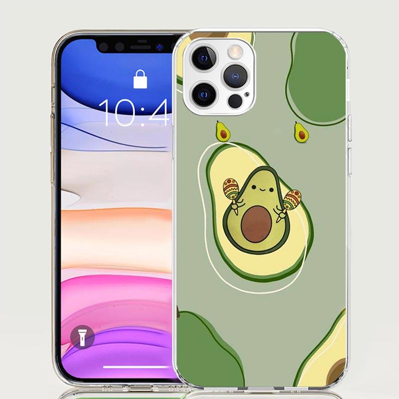 Cartoon Fruit Avocado Case Phone Cover for Apple iphone 16 15 14 13 12 Mini 11 Pro Max 16E X XS XR 7 Plus 8 + SE 2020 Trend Fund