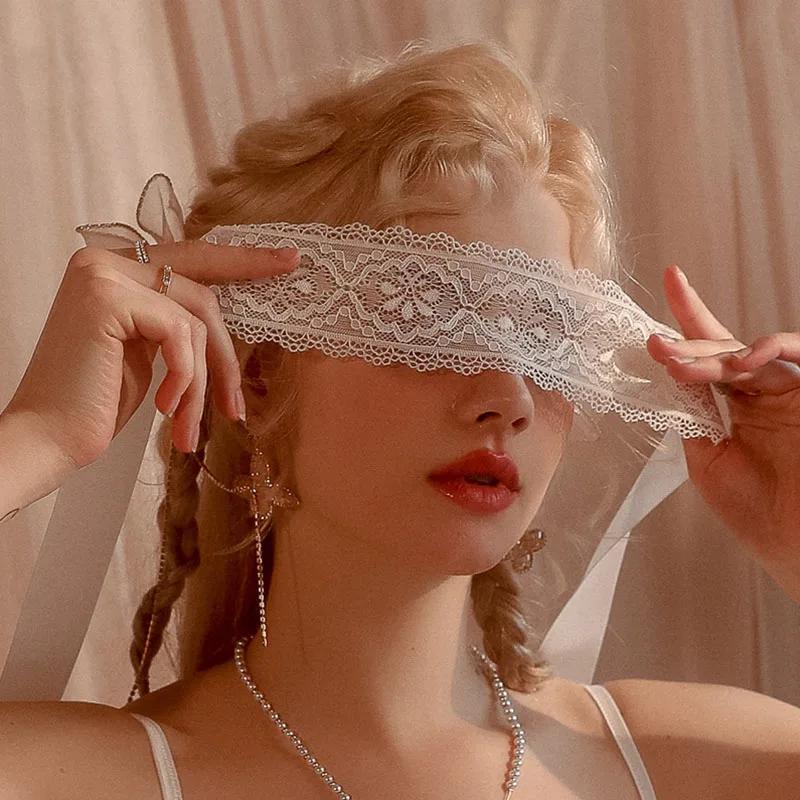 1pcs Lace Eye Mask For Women White Black Hollow-out Patch Blindfolds Adjustable Cosplay Prom Party Props Masks Game Mask