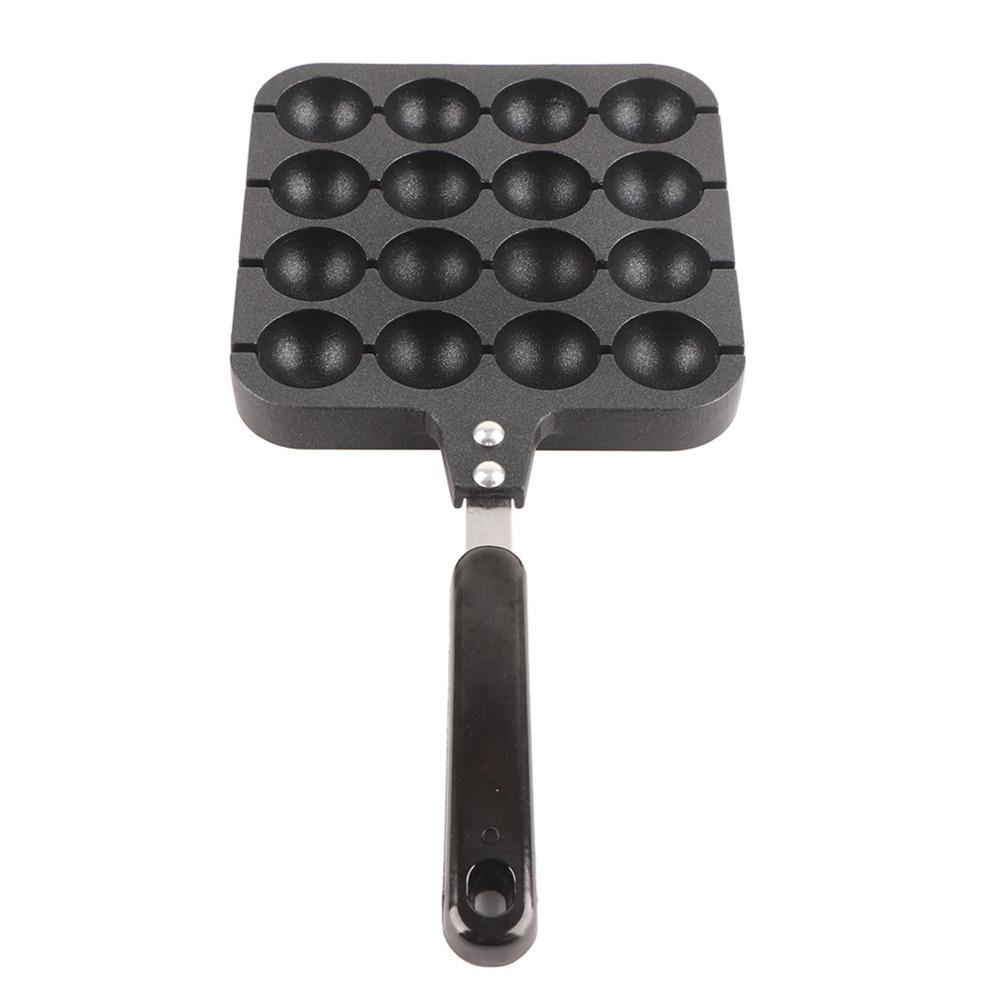 Heat Insulated Anti-scald Handle Takoyaki Grill Pan 16-Hole Baking Mold Snack Making