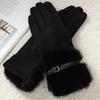 Velvet Winter Suede Gloves Windproof Cycling Mittens Cute Women Gloves  Winter