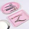 Pink Stainless Steel Nail Tool Rhinestone Storage Display Cosmetic Jewelry Tray Plate Doctor Surgical Desktop Storage