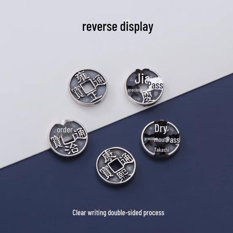 Náramek s mincemi pěti císařů pro bohatství, mír a štěstí - Pletená šňůrka s DIY knoflíkovým doplňkem