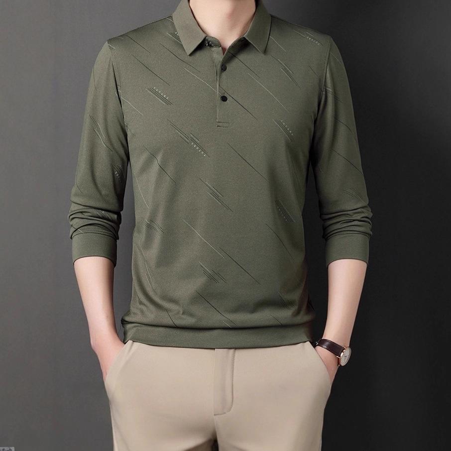 Middle-Aged Men'S Autumn Shirt Long-Sleeved Shirt Dad'S Lapel Spring And Autumn Bottoming Shirt Men'S Top
