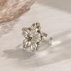 European & American Fashion Stainless Steel Flower Ring, 18k Gold-Plated Open Adjustable Jewelry