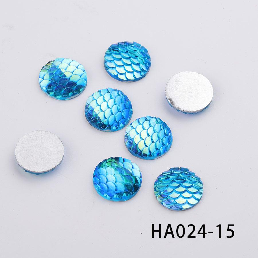 16MM DIY Jewelry Flat Resin Rhinestones: Round Fish Scale AB Color Patches
