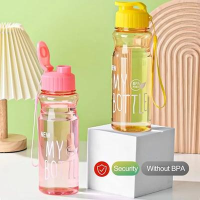 3Pcs Large-capacity Sports Water Bottle 650ml Color Transparent PET Cold Water Cup Space Water Bottle Advertising Plastic Cup