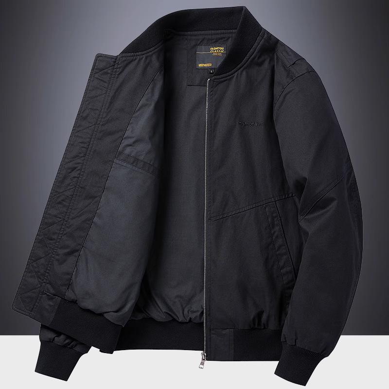 Men's Loose-Fit Cotton Baseball Jacket for Spring/Autumn