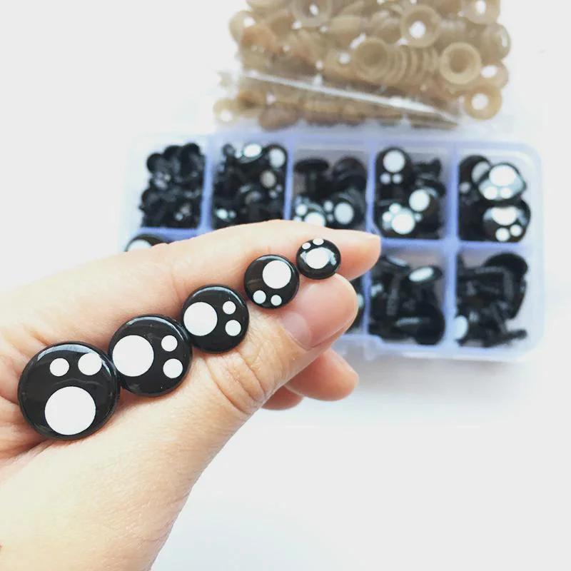 100Pcs/Box 8-16mm Doll Eyes Cartoon Safety Eyes for Handmade Eyes Doll for Bear Craft Stuffed Toys Doll Accessories