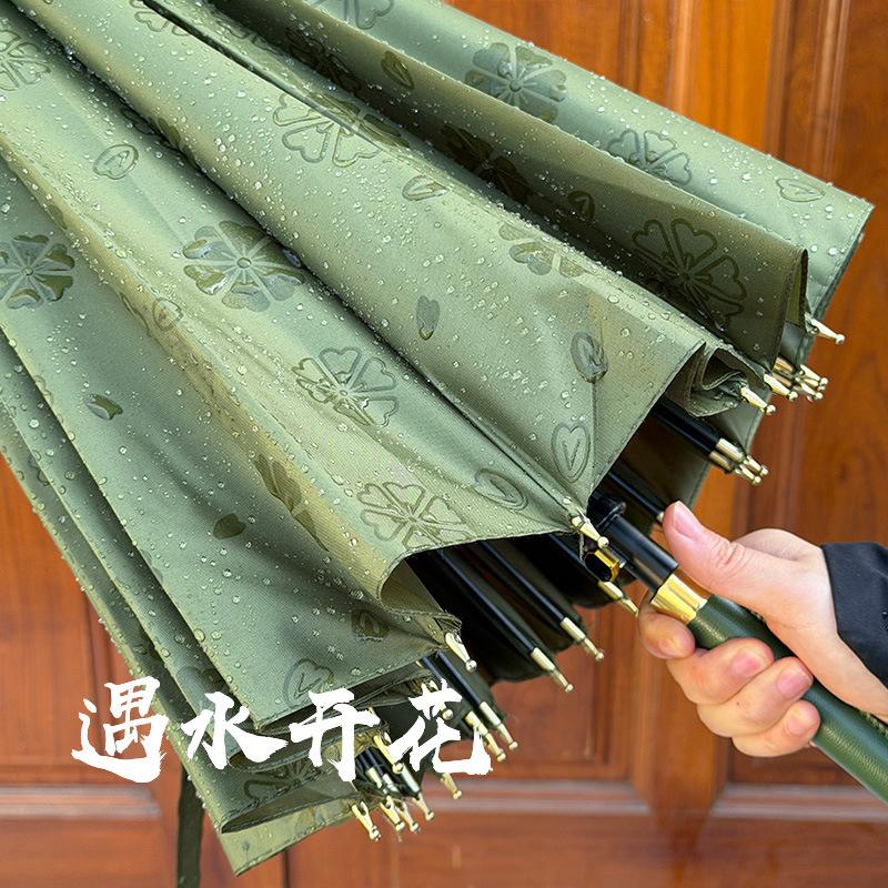 11 Bone Flowering Umbrella Large Automatic Long Handle Straight Rod Umbrella Double Weather and Rain Business Reinforced Anti-Wind Umbrella
