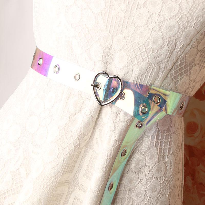 Online popular PVC transparent and colorful gas eye belt, trendy and versatile women's decorative belt