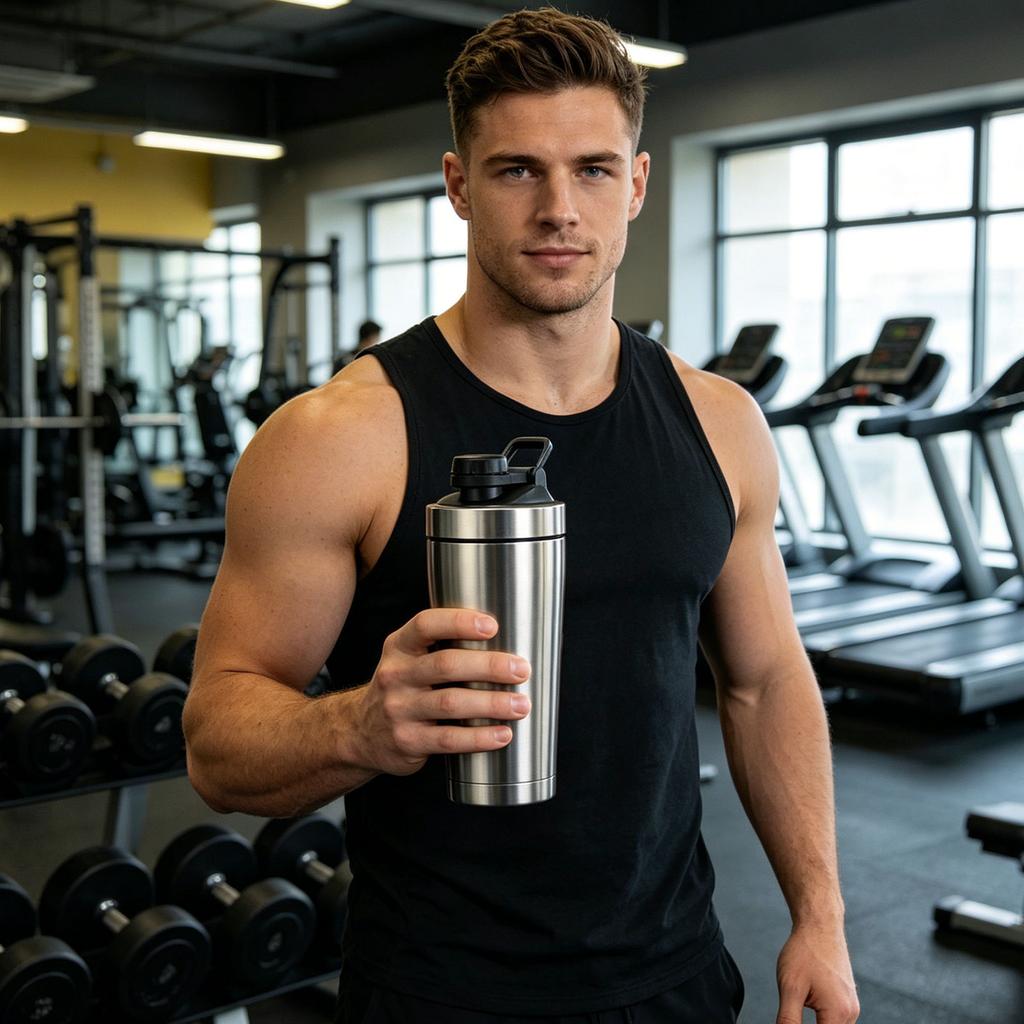 304 Stainless Cup 750ml - Leak Protein Mixer Bottle for Smoothies, Gym and Travel