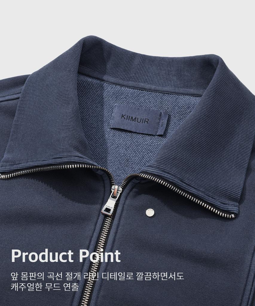 Kiimuir Curved Overfit Big Collar Zip-Up (Pigment Ver.)_Navy