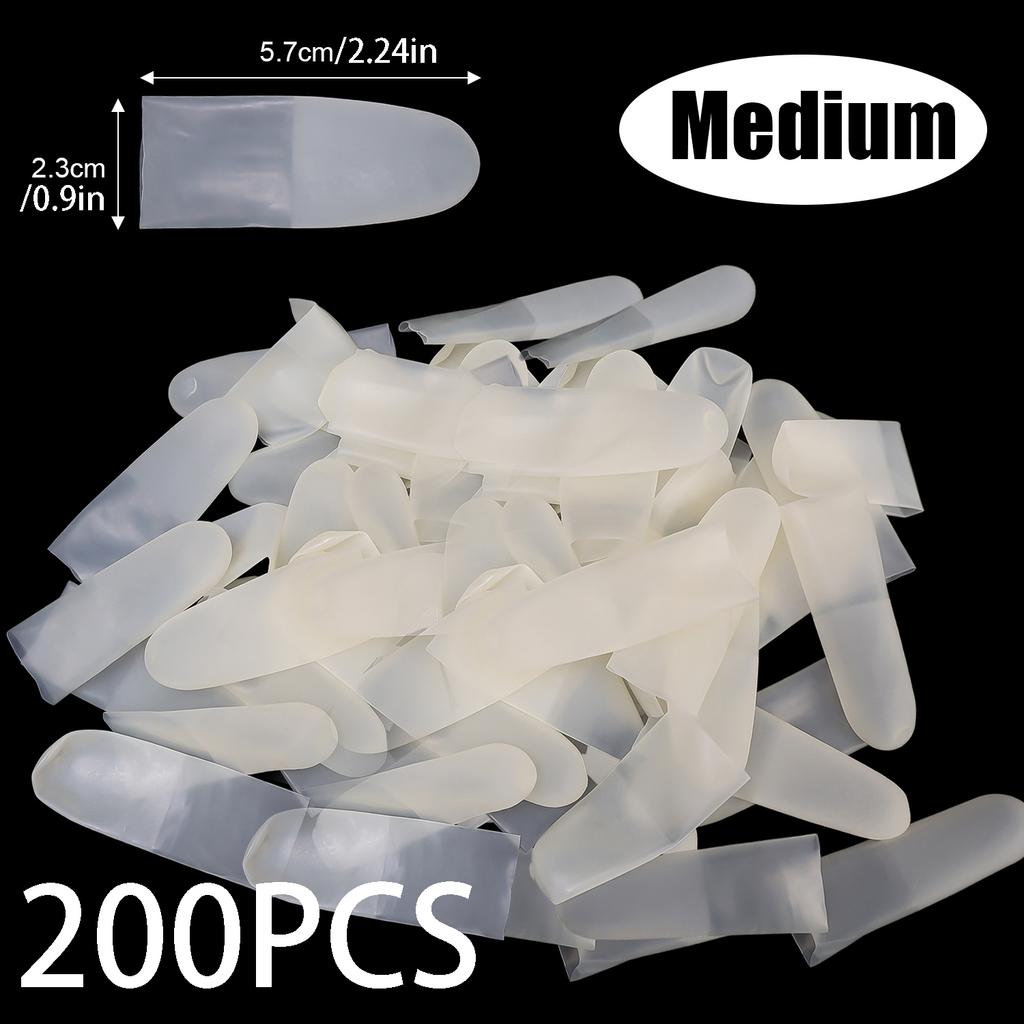 200PCS Transparent Ultra-Thin Frosted Non-Slip Dust-Free Finger Sleeves – Nail Protection for Outdoor Work, Latex Material