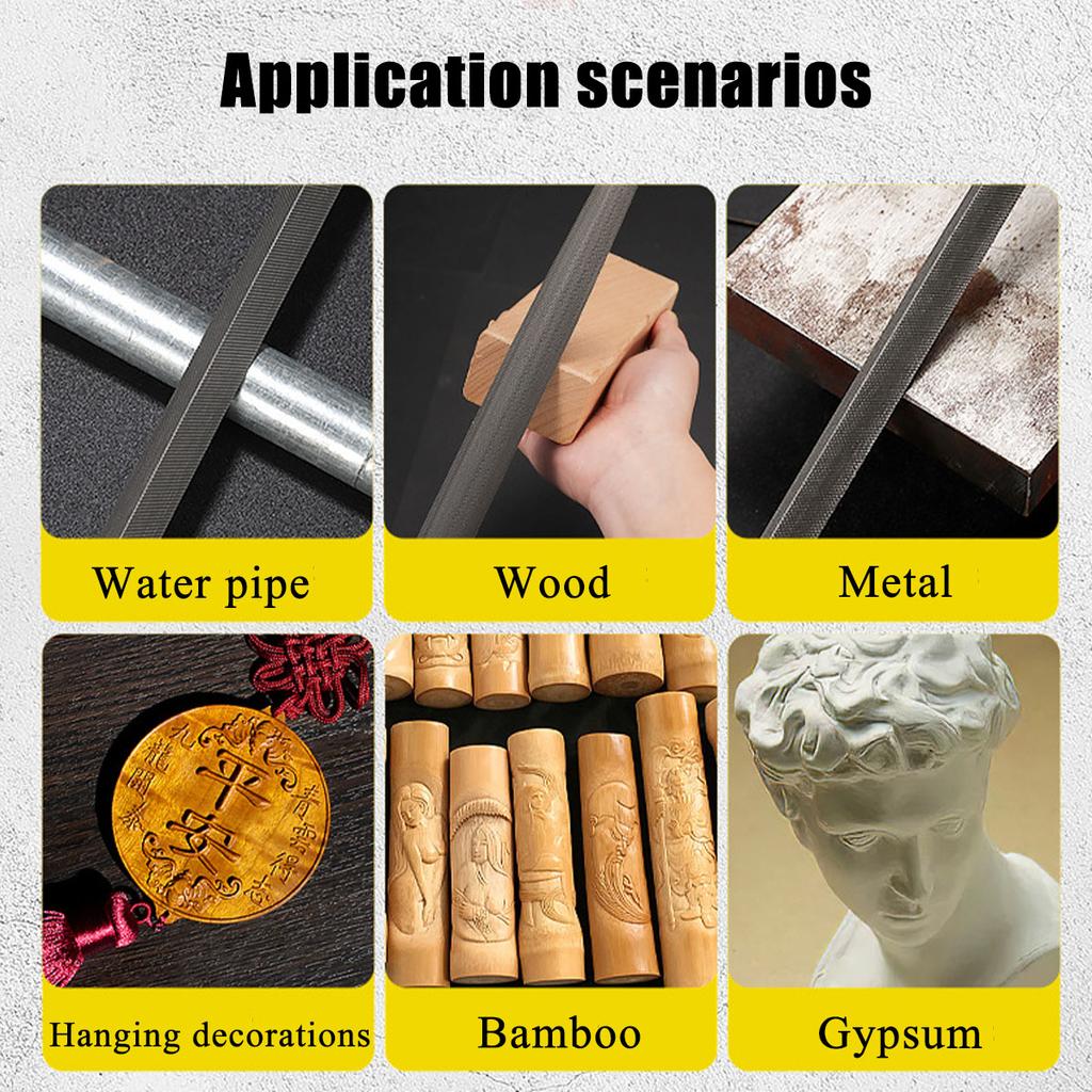 Needle File Set,Hand Metal Files, Hardened Alloy Strength Steel Set Includes Triangular, Round, and Half-Round File