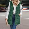 Gilet reversibile autunnale da donna, senza maniche, con cerniera, con cappuccio, tasche, lungo, caldo, invernale