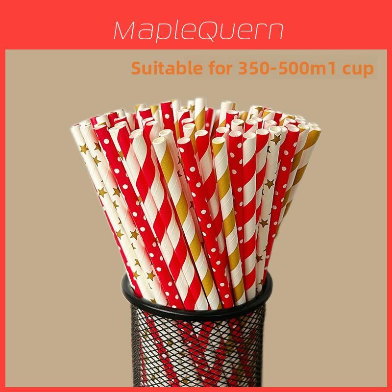 Degradable Striped Paper Drinking Straws For Parties And Creative Beverage Serving