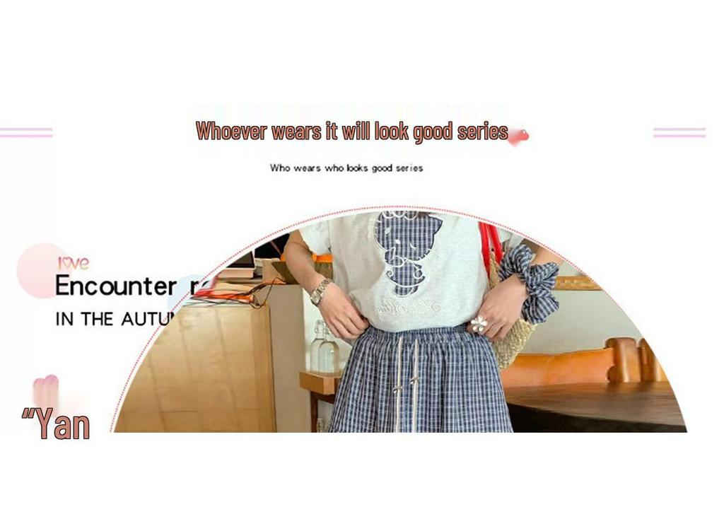 Maternity Summer 2026 Sweet Spicy Mom Cartoon T-shirt & Plaid Skirt Set