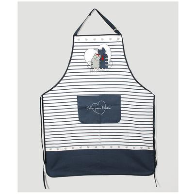 [A0247] - Cotton Kitchen Apron "Cats" Gray White (Feline for the Other) - 90x70cm