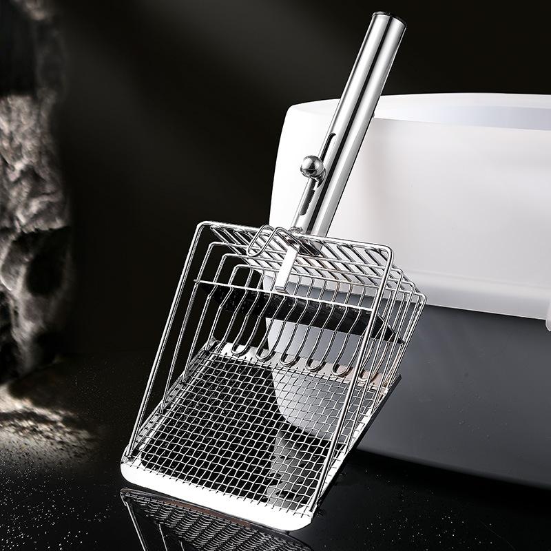 Metal Cat Litter Spatula, Large and Small Hole Cat Litter Spatula, Bentonite Tofu Cat Litter, Mineral Litter, Push-pull Poop Spatula