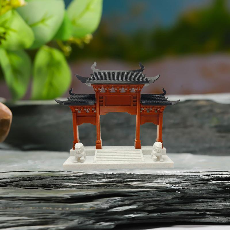 Chinese Memorial Archway Statue Ancient Building Model Japanese Pavilion Decoration Miniature Rockery Aquarium Bonsai Ornament