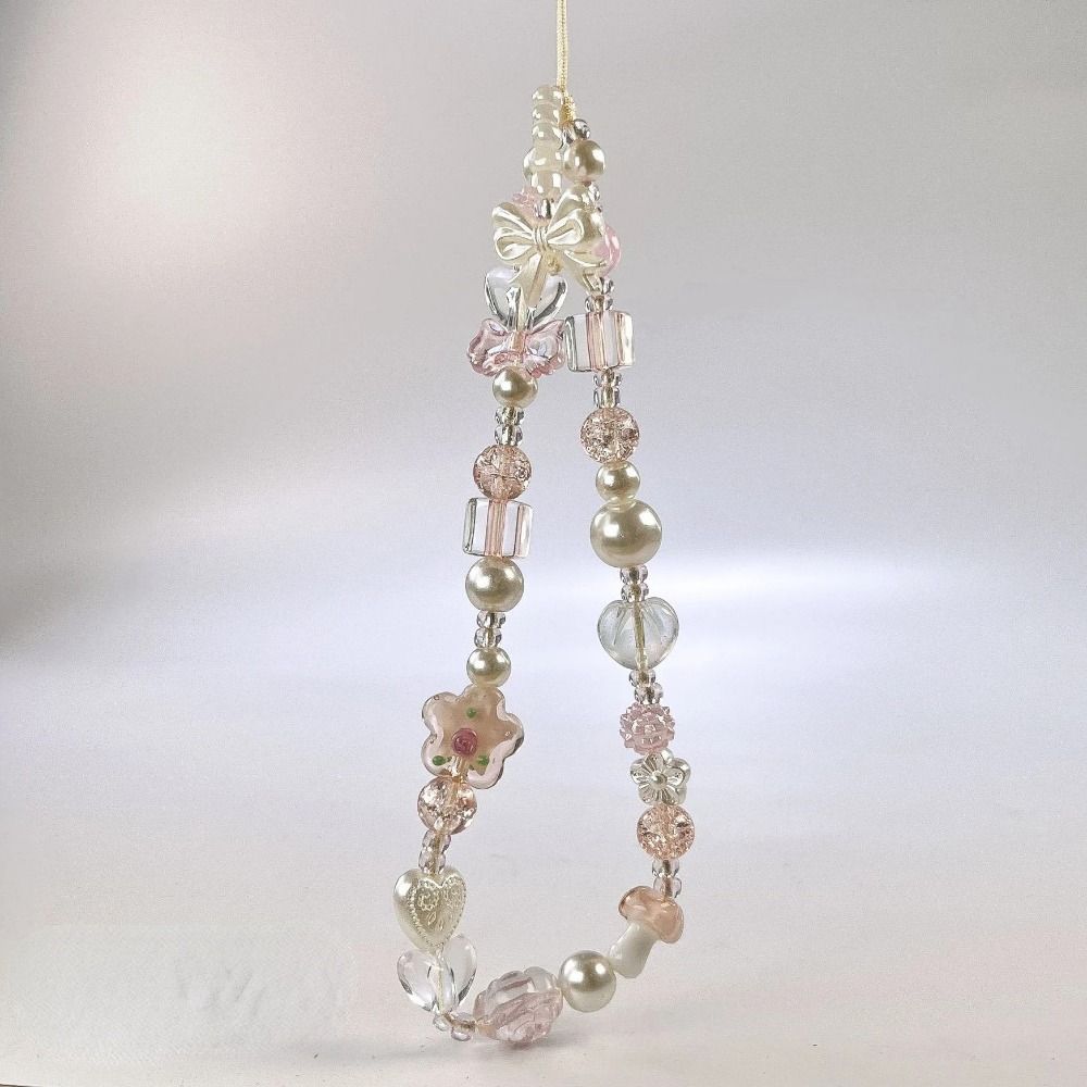 Glass Flower Bead Phone Strap Bead Korean Y2k Phone Strap Mobile Phone