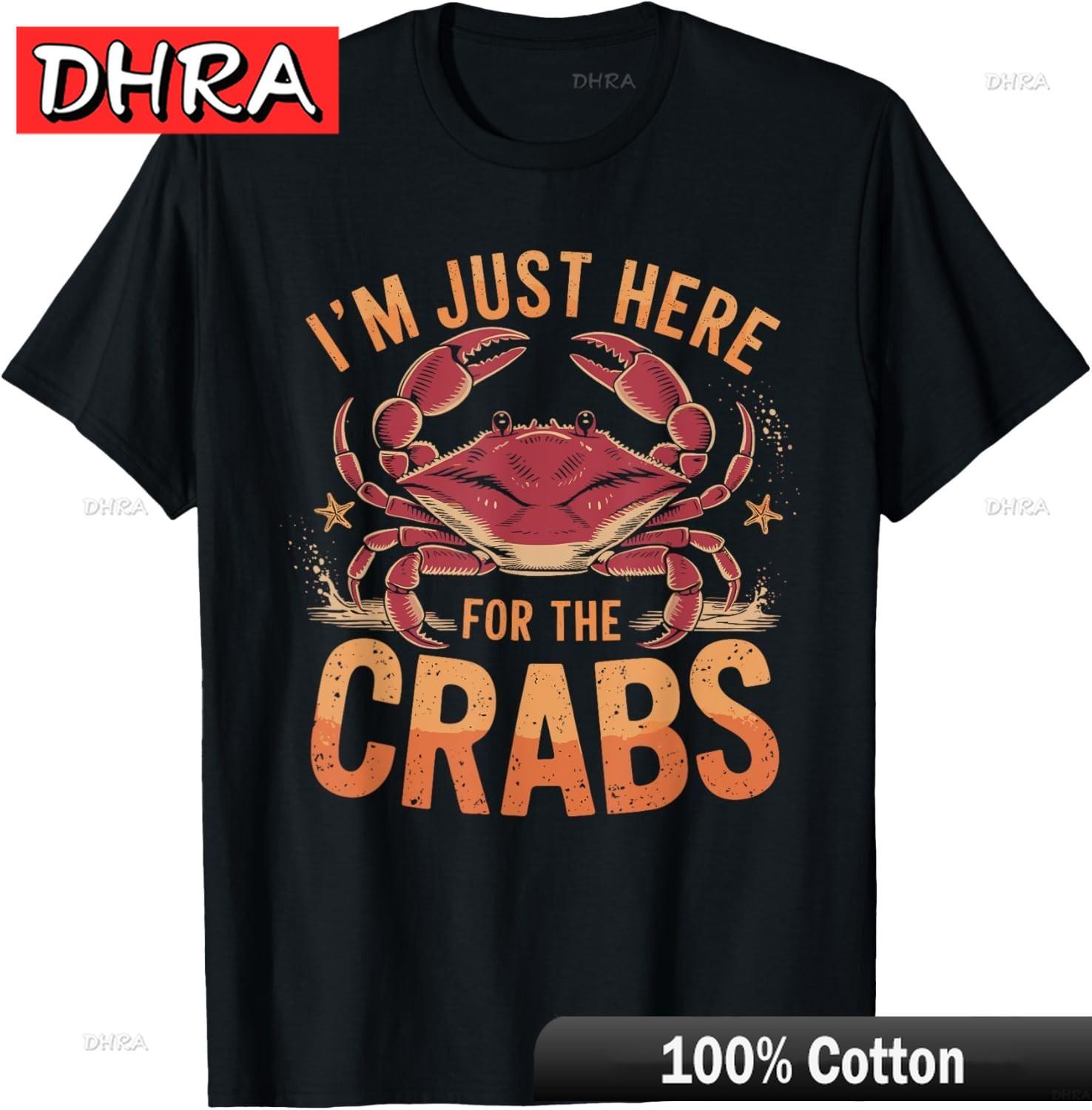 

Im Just Here for The Crabs Sea Animal FisherUnisex Crab TShirt Print for Girls Vintage Y2K Unisex Retro Printed Tee Casual Top 3XL