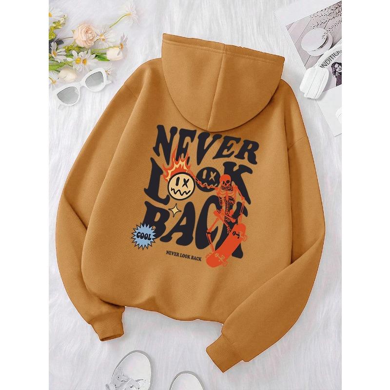 Never Look Back Creative Smile Skull Hoodies Women Warm Comfortable Sweatshirt Loose Hip Hop Street Clothes Loose Hoody Hoodies & Sweatshirts Women’s