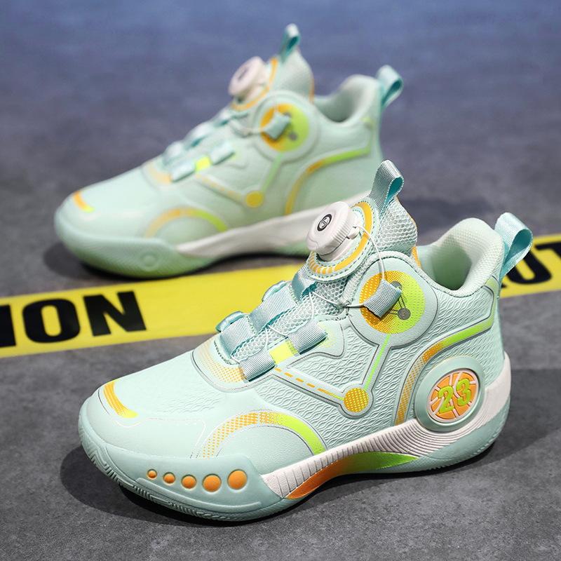 Children's Basketball Shoes Friction Sound Boys Actual Combat 24 Years of Spring and Autumn Students Middle and Older Children Mesh Leather Sports S