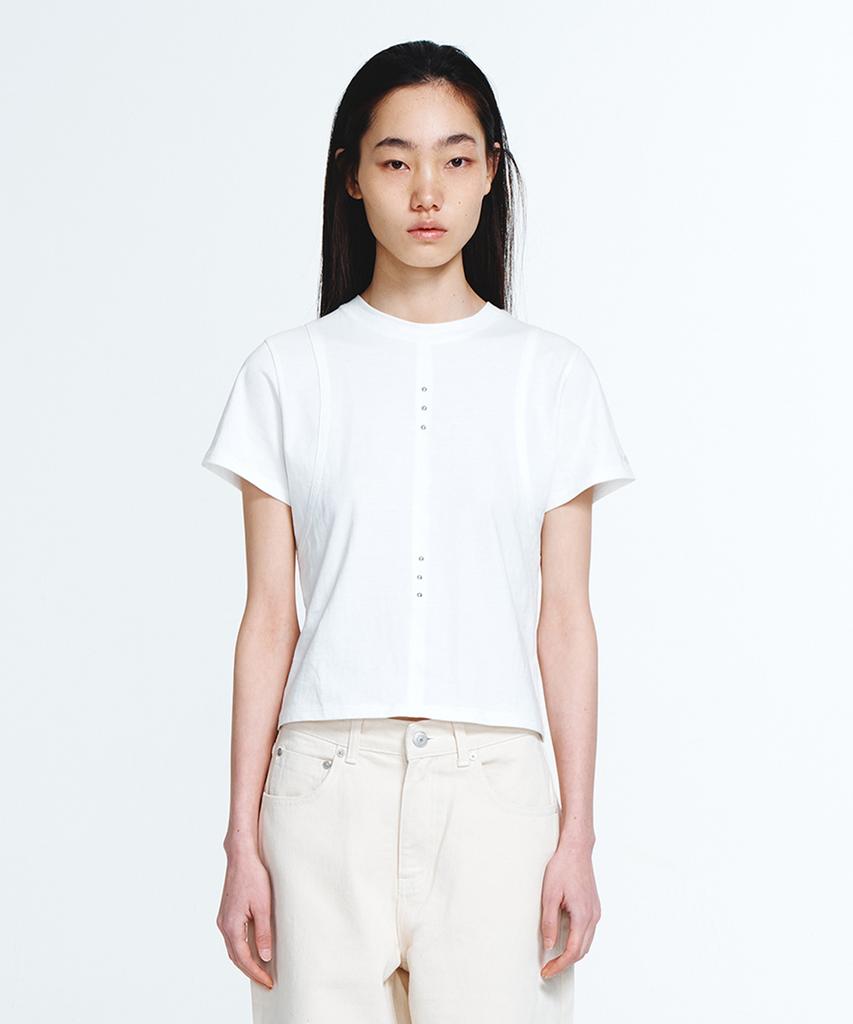 DEINET Metal Detail T-Shirt In White