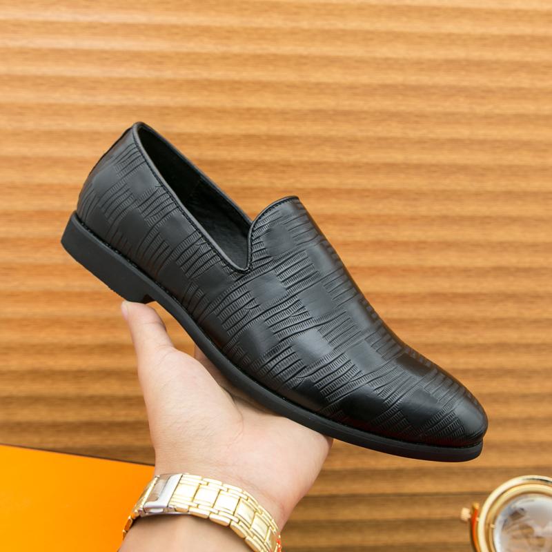 New Men's Fashion Black Brown Slip On Leather Shoes Male Loafers Wedding Prom Homecoming Footwear Zapatos Hombre