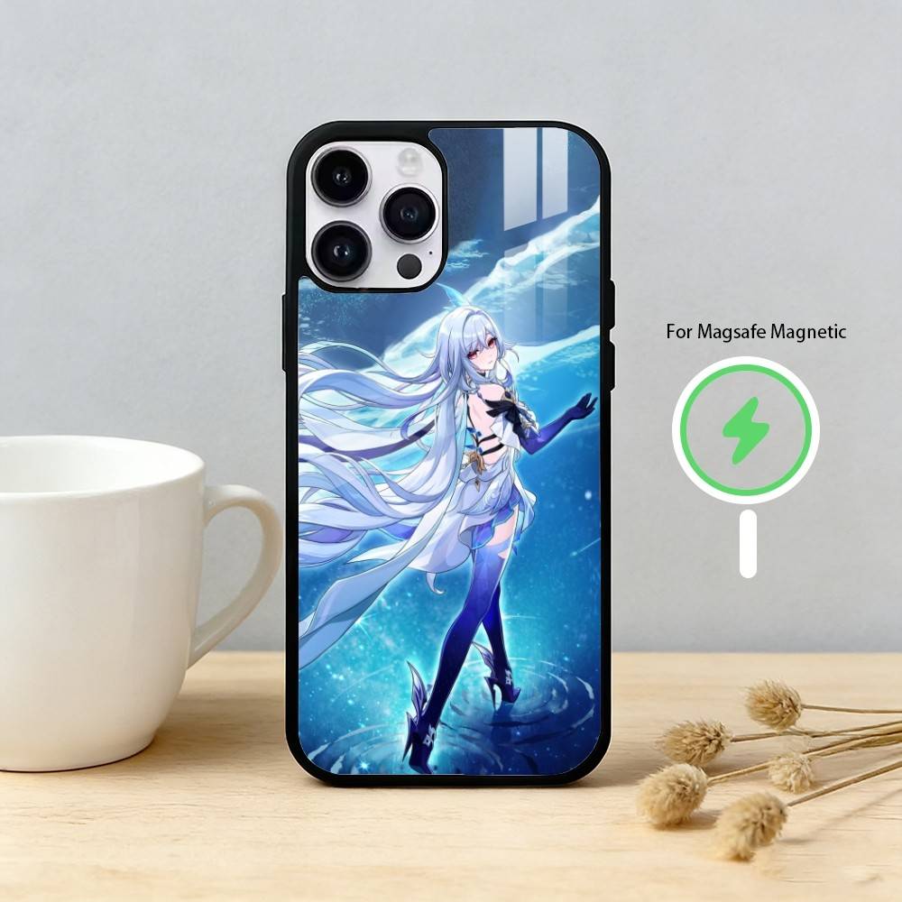 G-Genshin Impact S-Skirk Phone Case For iPhone 17 16 15 14 13 12 Pro Max Plus for Mirror Wireless Magnetic Cover