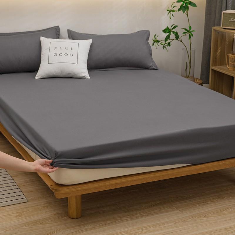 Washed Cotton Fitted Sheet Mattress Protector Non-Slip Bed Cover Pillowcase Set Modern Minimalist